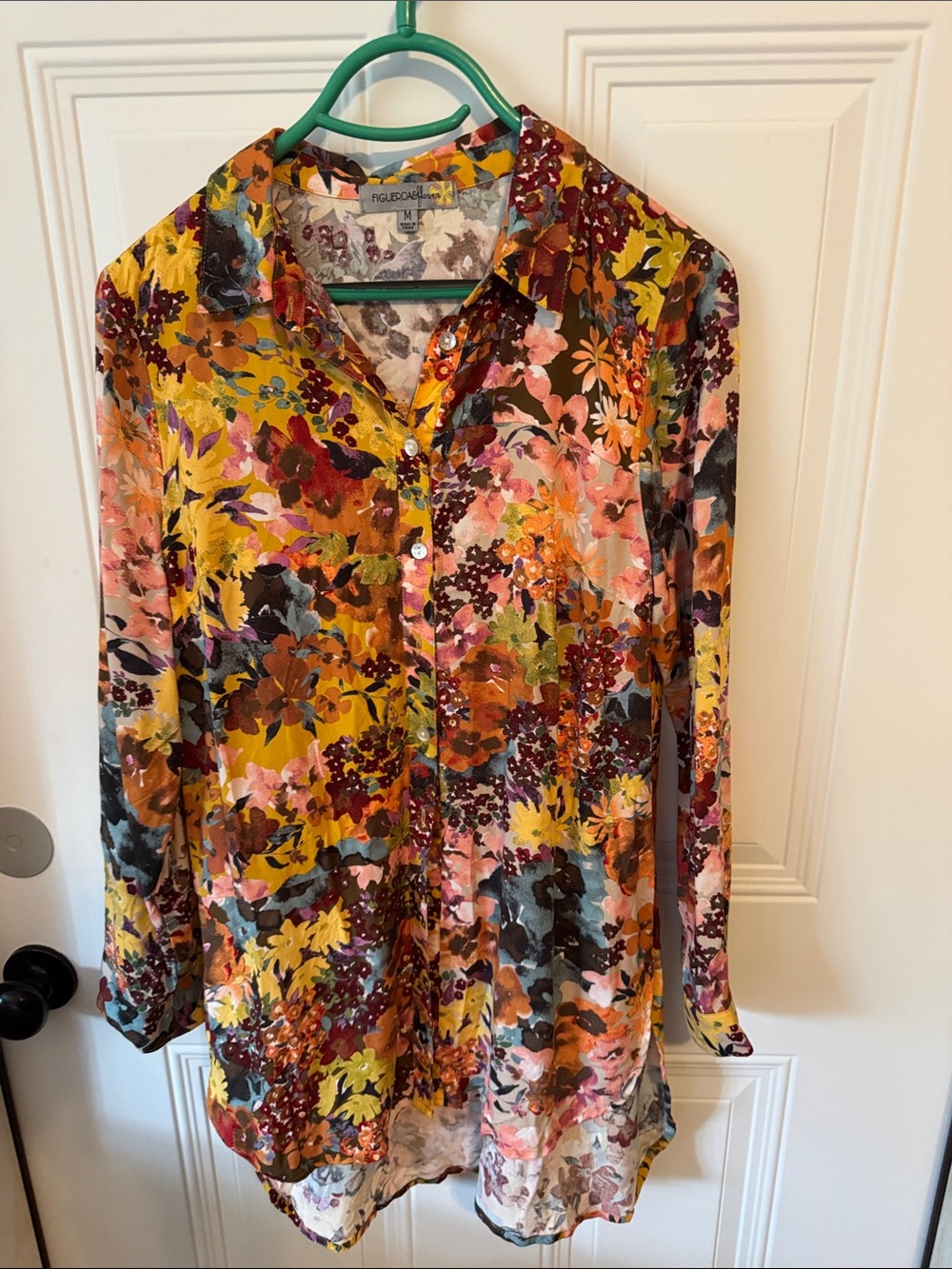 Figlora Floral Button-Down Shirt - Yellow Multi